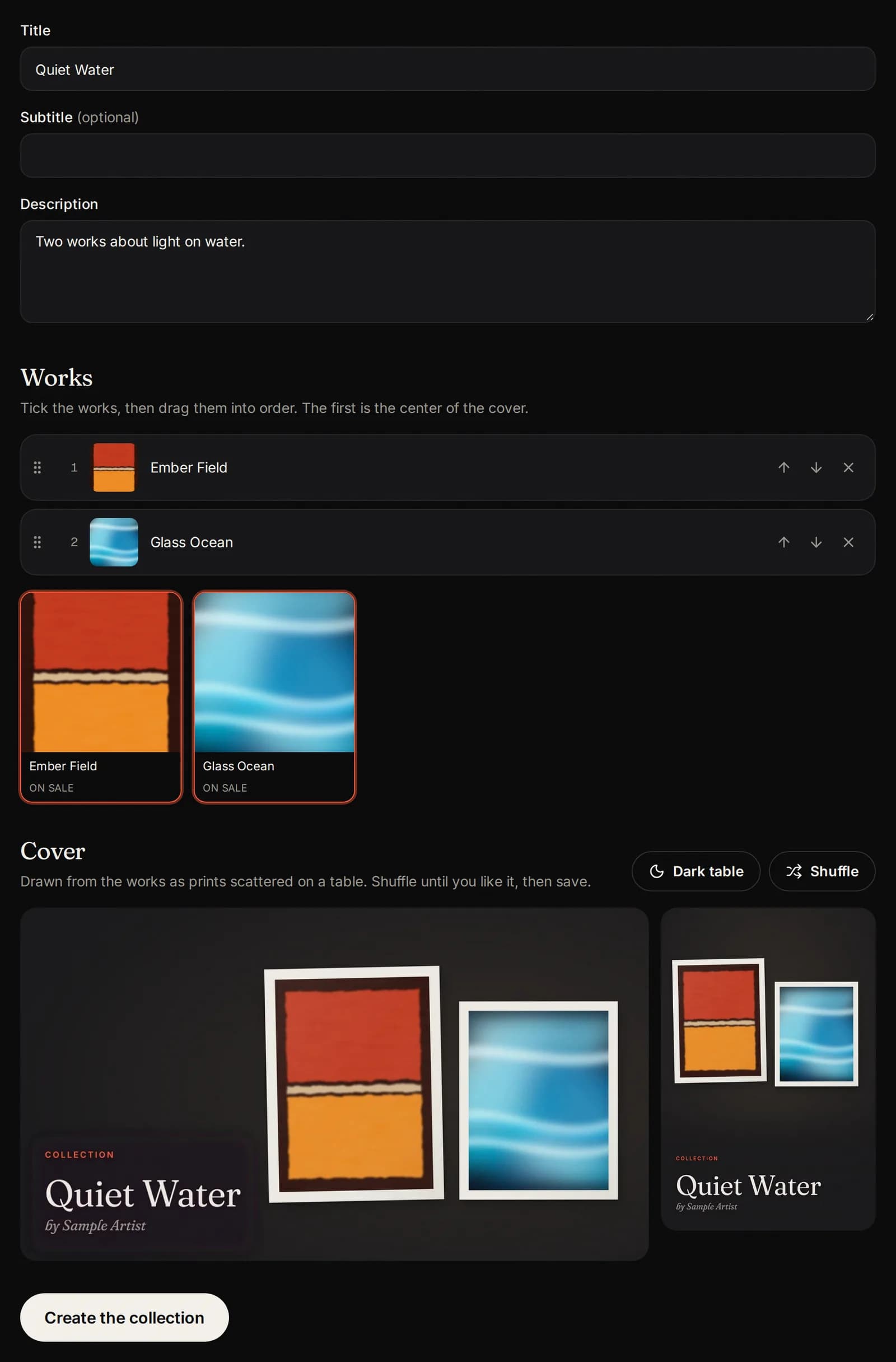 Make and publish a collection