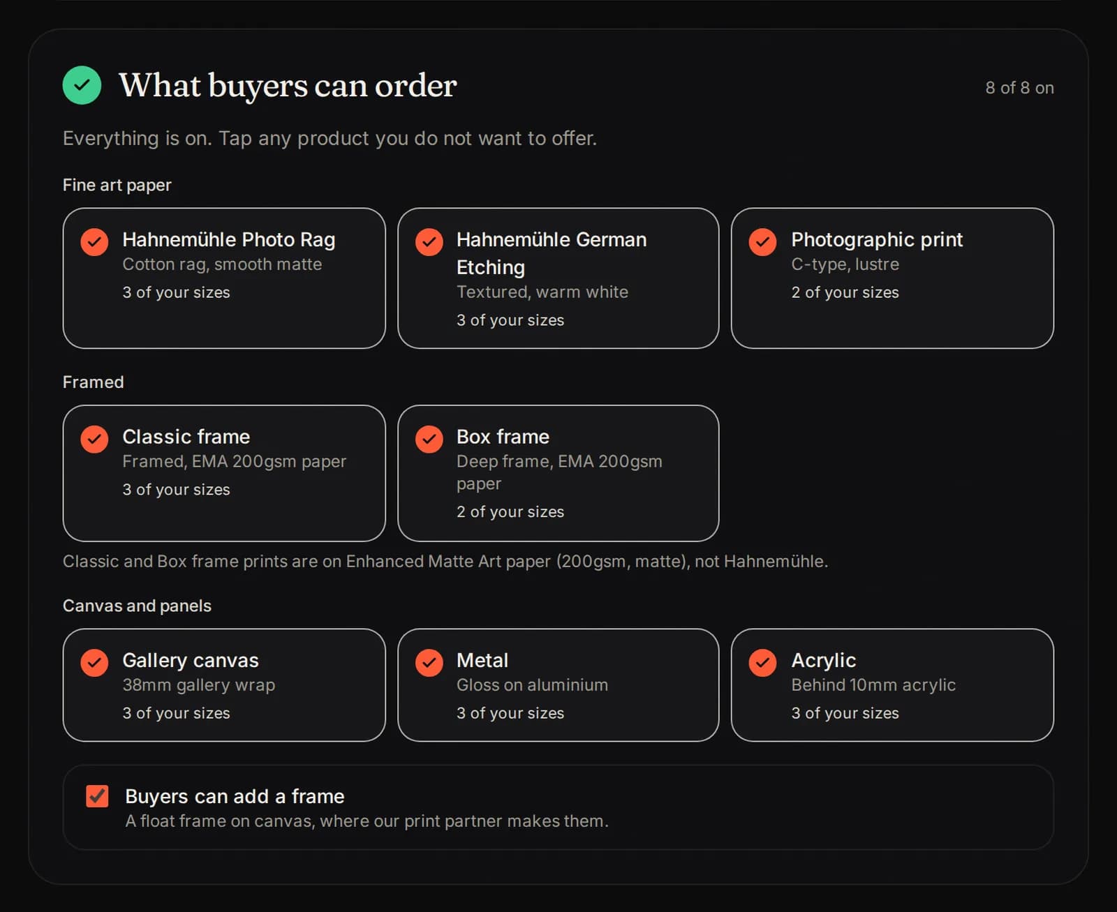4. What buyers can order