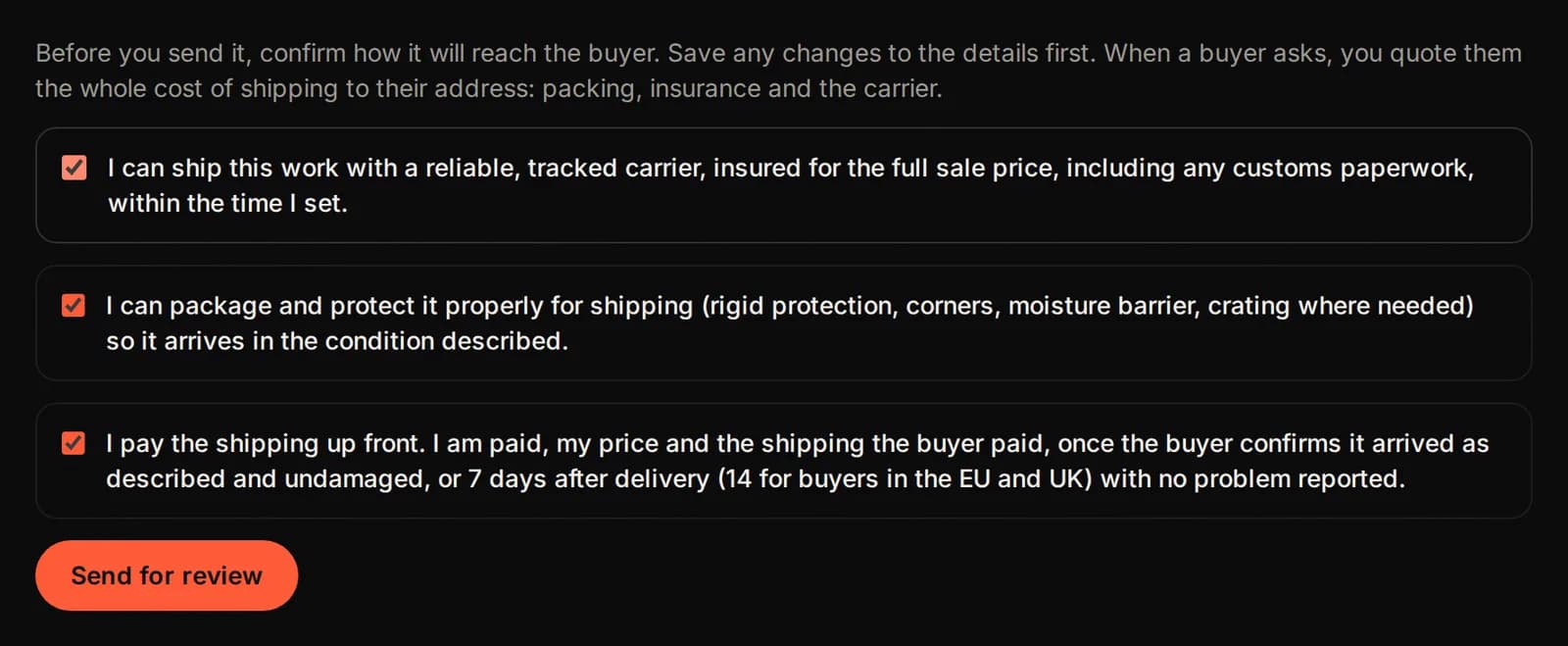 Confirm and send for review
