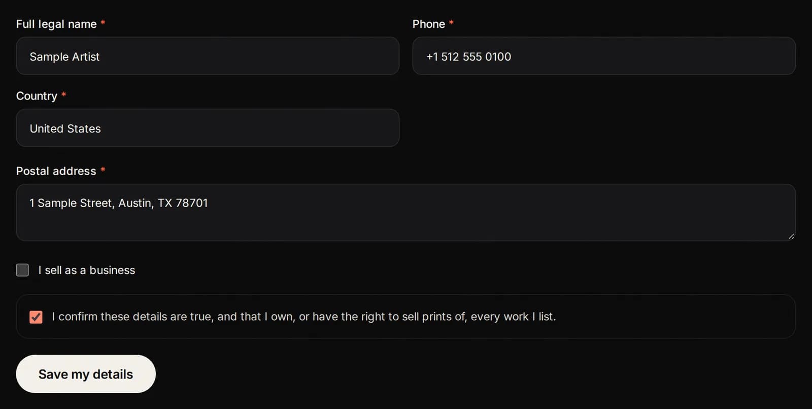 Step 2: your private details